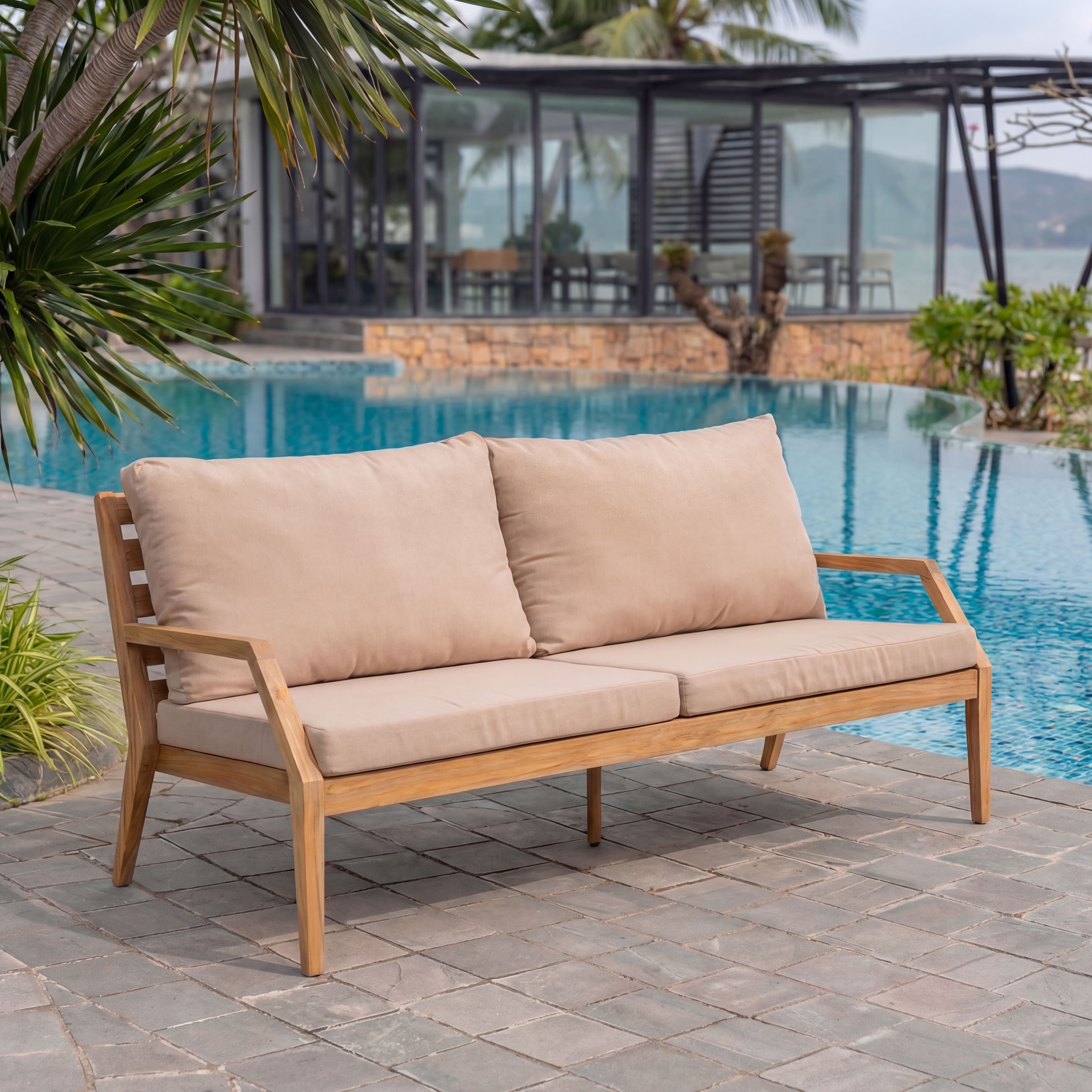 Gunnaröd – 3-osobowa sofa lounge z teku z poduszkami